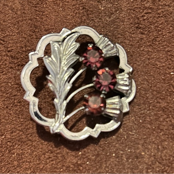 Signed Mizpah Vintage Silver plated Celtic Brooch - Scottish Thistle 1940’s EUC - Picture 4 of 10